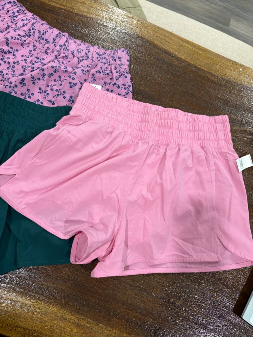 Laddies Athletic Running Shorts Old Navy sz S Small Emerald Green, Pink, Floral